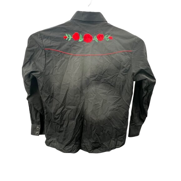 Ely Country Charmers Western Shirt XXL Women's Black Floral Roses Long Sleeve - Picture 4 of 5